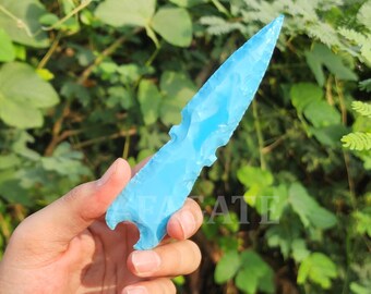 Turquoise Hand Carved Dagger Knife | Agate Crystal Athame for Rituals, Altar Decor & Spiritual Healing