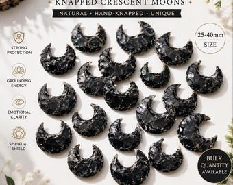 Bulk Black Obsidian Moon, Natural Obsidian Crescent Moon, Wholesale Crystal Moon, Moon Carving, DIY Jewelry Supply Gemstone
