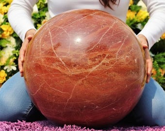 Customizable Red Jasper Sphere - Large Crystal Ball for Elegant Interior Accent Home Decor