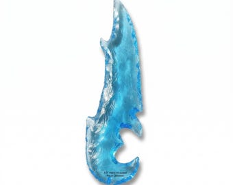 5.5-6 Inch Aqua Obsidian Dragon Knife, Hand Knapped Crystal Ritual Altar Dagger