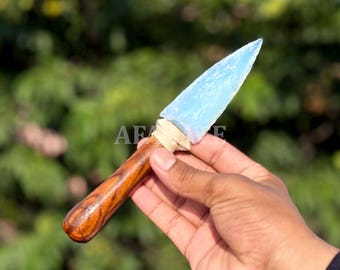 Opal Knife Dagger 8 Inch, Ritual Opalite Athame, Healing Crystal for Wicca & Witchcraft Gifts