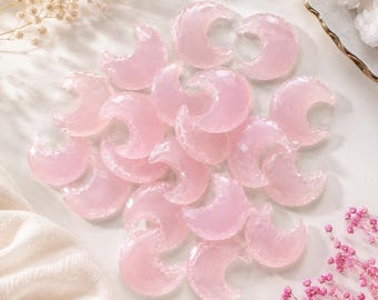 Bulk Rose Quartz Moon, Natural Rose Quartz Crescent Moon, Wholesale Crystal Moon, Pink Gemstone Moon, DIY Jewelry Supply