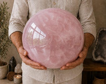 Large Rose Quartz Crystal Sphere, Natural Pink Crystal Ball, 1kg–50kg