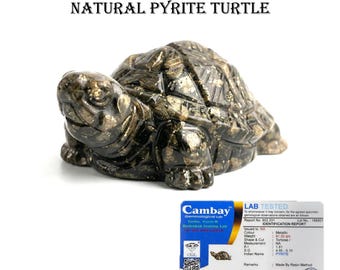 Lab Certified Vastu Pyrite Orgonite Turtle Feng Shui Wealth Crystal & Money Magnet Desk Decor Gift