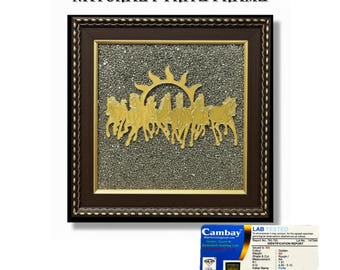Lab Certified 7 Horses Raw Pyrite Frame Vastu Showpiece, Wealth Good Luck Success