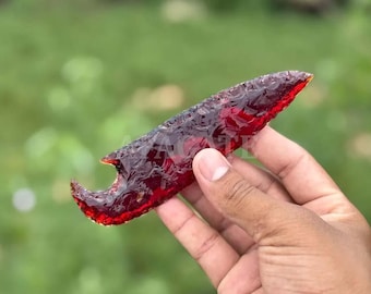 Handcrafted Red Obsidian Arrowhead | Altar Athame, Shamanic Tool