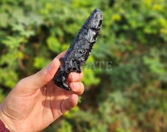 Black Obsidian Unique Style Dagger Knife | Hand-Carved Crystal Athame for Rituals, Altar Decor & Protection