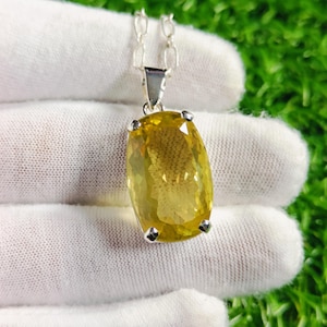 Natural Lemon Quartz , Lemon Quartz Pendant, 925 Sterling Silver Necklace, Handmade jewelry, Natural Gemstone Pendant, Perfect Gift for Her.