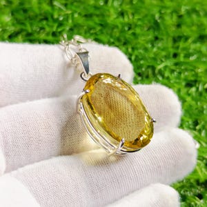 Natural Lemon Quartz , Lemon Quartz Pendant, 925 Sterling Silver Necklace, Handmade jewelry, Natural Gemstone Pendant, Perfect Gift for Her.