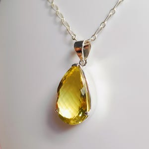 Natural Lemon Quartz , Lemon Quartz Pendant, 925 Sterling Silver Necklace, Handmade jewelry, Natural Gemstone Pendant, Perfect Gift for Her.