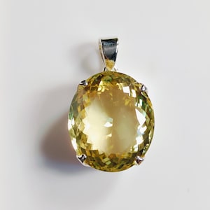 Natural Lemon Quartz , Lemon Quartz Pendant, 925 Sterling Silver Necklace, Handmade jewelry, Natural Gemstone Pendant, Perfect Gift for Her.