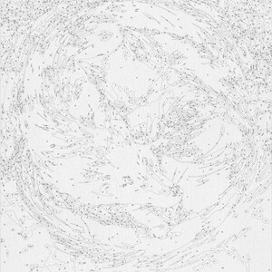 May include: A paint-by-numbers canvas depicting a wolf's face, with a detailed outline. The image is segmented into numerous small areas, each marked with a number, ready for colour application. The design is intricate, showing fur and facial features.