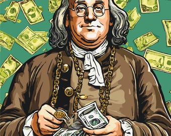Kit de pintura por números para retrato de Benjamin Franklin, tintas douradas metálicas, pintura em tela acrílica faça você mesmo, arte de parede faça você mesmo, presente para amantes da arte