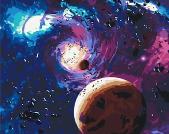 Cosmic Decorative Wall Art, Universe Acrylic Artwork by Numbers, Paint by Numbers Kit, DIY Space-Themed Canvas, Acrylic Paints for Relaxing