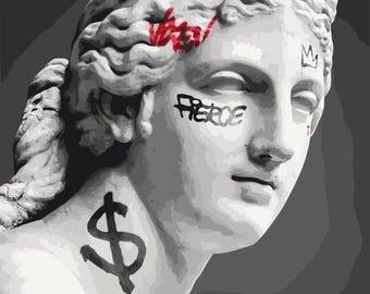 Greek Sculpture Statue in Graffiti DIY Artwork Set, Paint by Numbers Kit Decoration, Acrylic Canvas Set Gift for Adults & Beginners