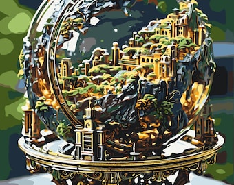 Abstract Globe Paint by Numbers Kit with Acrylic Paints and Brushes, DIY Acrylic Canvas Set for Adults & Beginners with Custom Frame Option