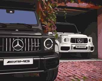 G-Class AMG Car Paint by Numbers Kit, Canvas DIY Acrylic Paint Set with Acrylic Paints and Brushes, Painting Kit for Adults, Home Wall Art