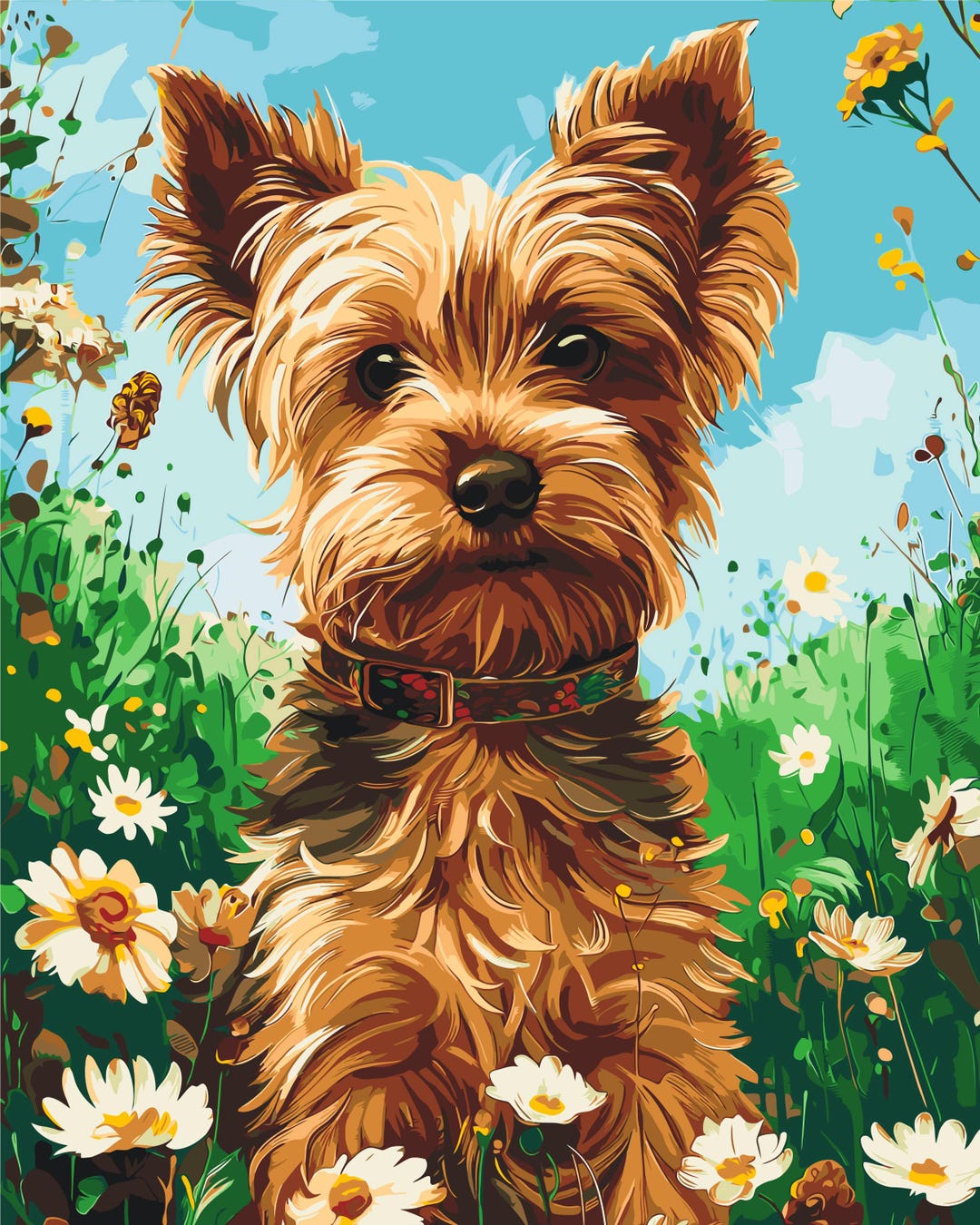 Yorkshire Terrier Dog Paint by Numbers Kit, DIY Pet Portrait Painting ...