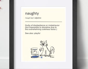 Definizione di gatto cattivo, stampa, poster di linee divertenti