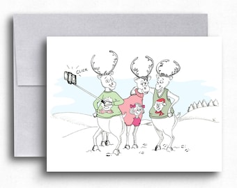 Reindeer Holiday Cards, Ugly Sweater Christmas Cards, Happy Holidays Greetings, Funny Christmas Cards, Cartoon Holiday Card, Funny Xmas Card