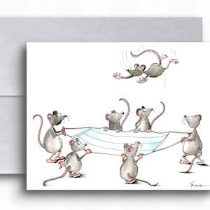 Funny get well pandemic humor greeting card. Cute watercolor mouse sympathy card. Humorous feel better encouragement wishes for him and her. image 1