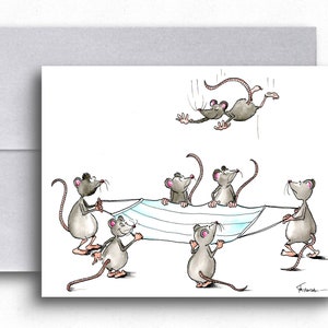 Funny get well pandemic humor greeting card. Cute watercolor mouse sympathy card. Humorous feel better encouragement wishes for him and her. image 1