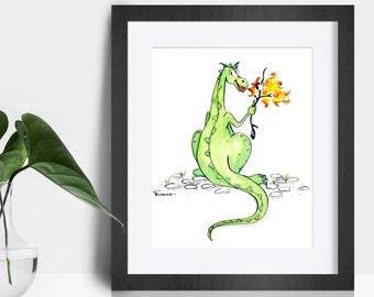 Funny Dinosaur Art - Dinosaur Illustration - Dino Wall Art