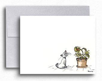 Cat Note Cards - Sunflower Card