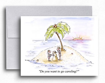 Funny Holiday Card - Desert Island Cartoon