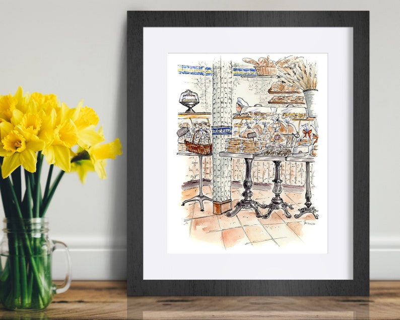 Portuguese Bakery Watercolor Food Art Ironbound District Urban Illustration image 1