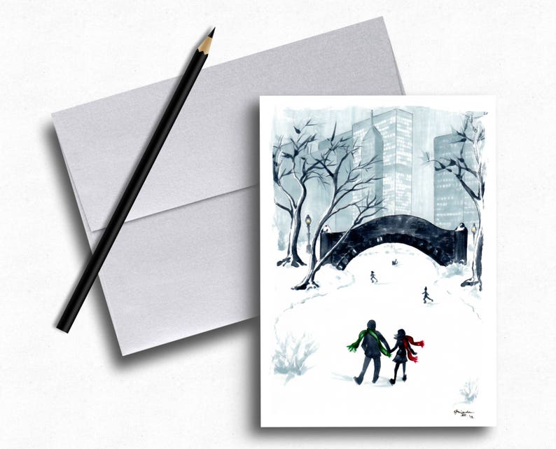 NYC Christmas Cards New York Holiday Cards Romantic Christmas Cards Etsy