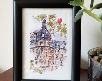 アート・デザイン・音楽 Petite Places NYC Mini Art Print. Whimsical City Street Wall Art of