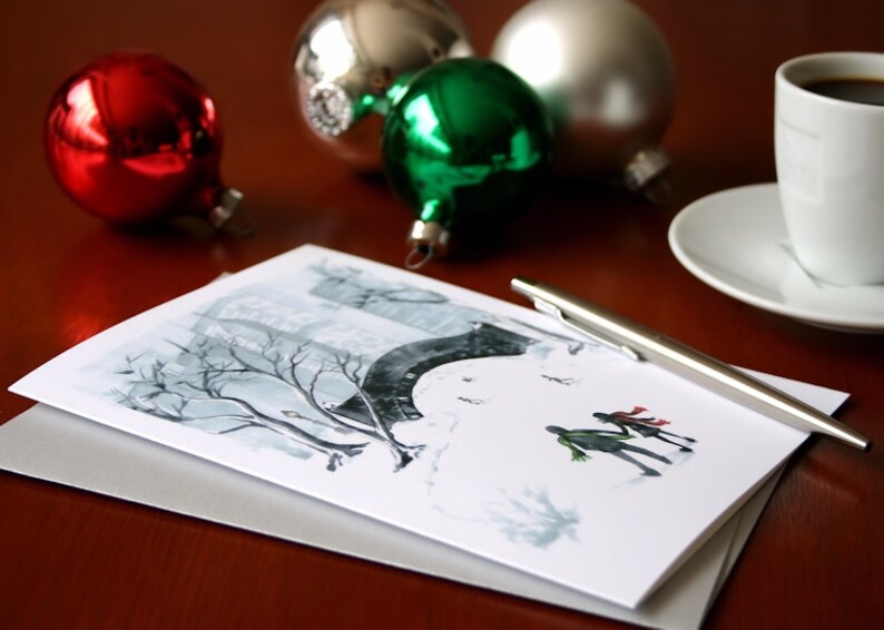 NYC Christmas Cards New York Holiday Cards Romantic Christmas Cards Etsy