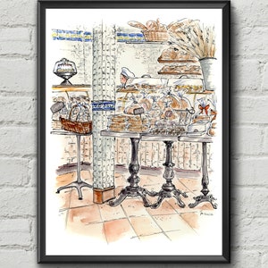 Portuguese Bakery Watercolor Food Art Ironbound District Urban Illustration image 3