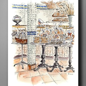 Portuguese Bakery Watercolor Food Art Ironbound District Urban Illustration image 5