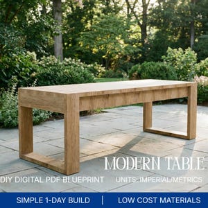 Modern Outdoor Dining Table Plans PDF | DIY 2x6 Picnic Table Blueprint | Metric Imperial