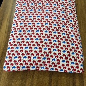 Rot Blau Elefanten Print Baumwollstoff - Kinder Thema Tier Block Print Material 100% BAUMWOLLE