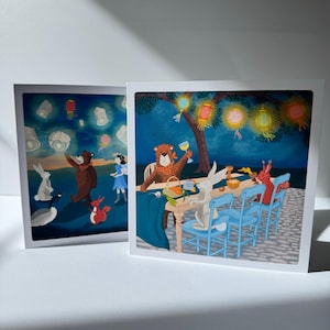Lot de douze cartes fantaisistes sur les bois, carte vierge pour toutes les occasions, carré, créatures de la forêt, fées et gnomes, cadeau magique