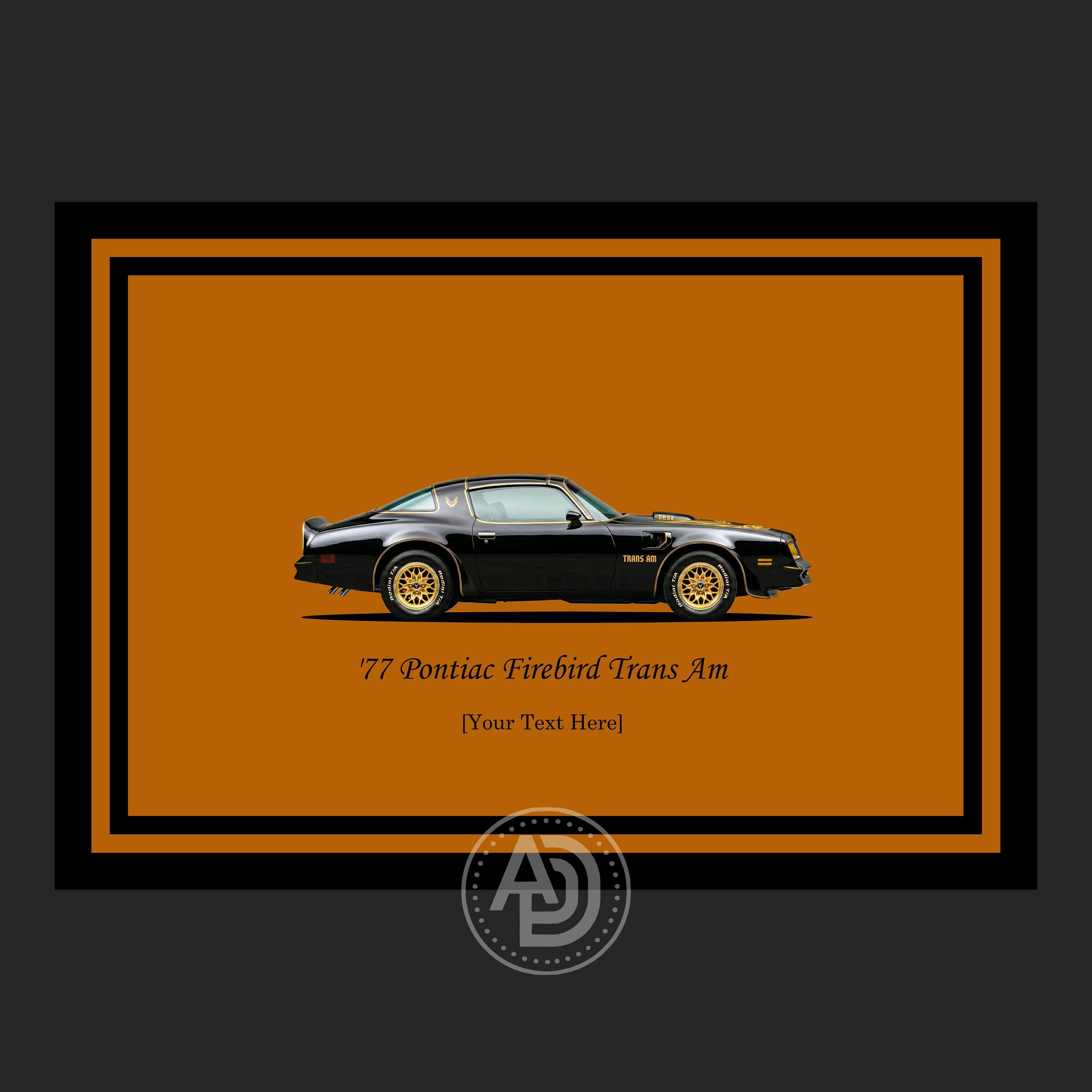 Pontiac Rug 1977 Pontiac Firebird Trans Am Rug: Personalized Classic American ...
