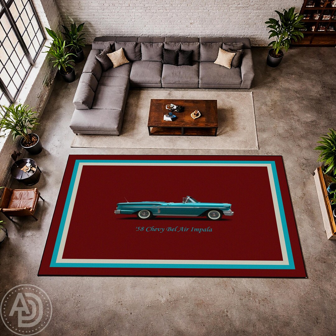 Impala Collection Rug 1958 Chevrolet Bel Air Impala Rug: Personalized 50s Classic Car Decor ...