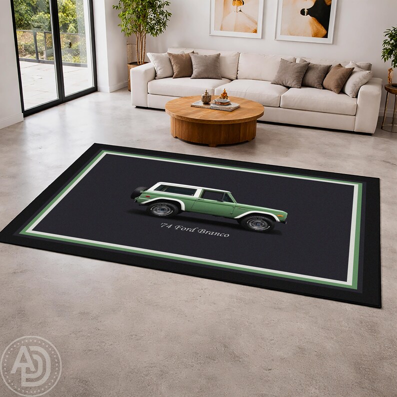 Ford Blue Rug 1974 Ford Bronco Off-road Legend Rug: Personalized Classic American ...