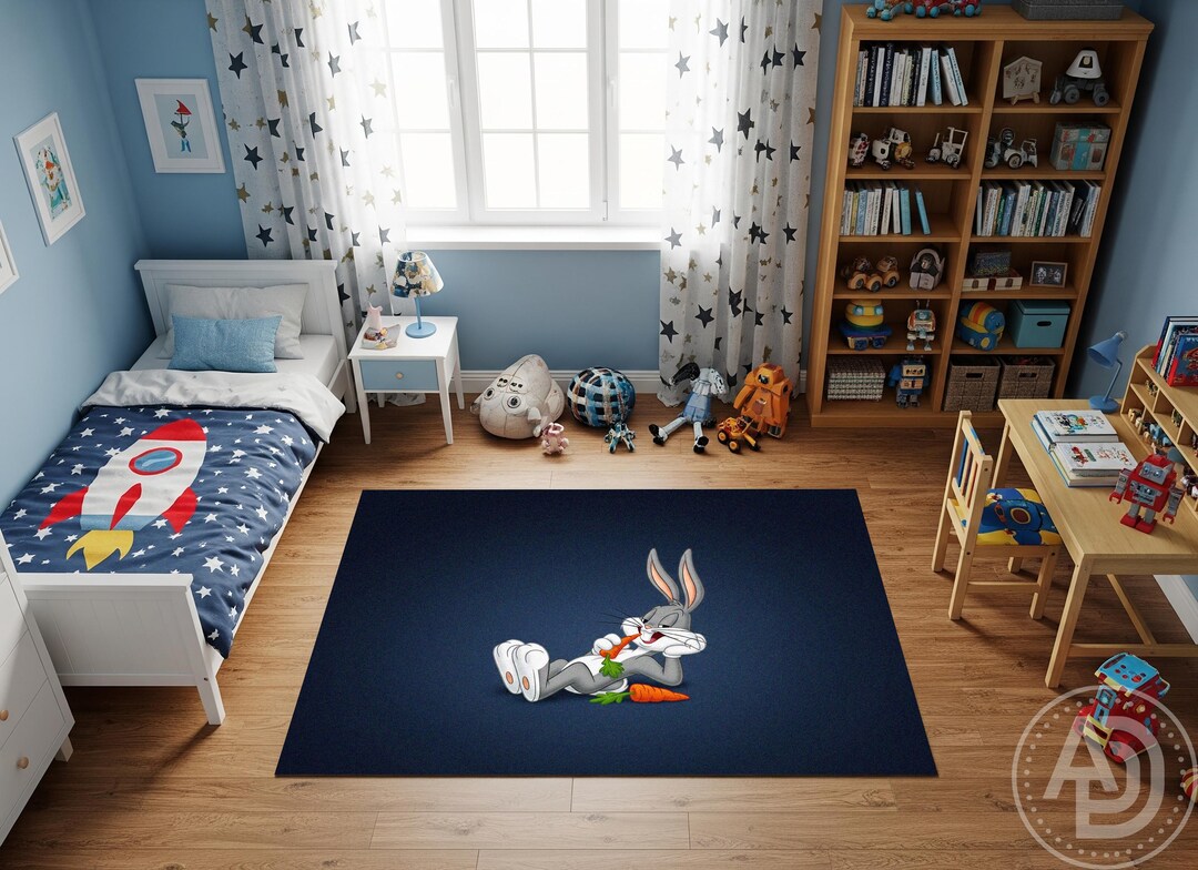 Bugs Bunny Comic Rug: Retro Kids Nursery & Playroom Decor - Etsy