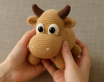 Amigurumi Bull Crochet Pattern – Cute Chubby Farm Animal PDF, Great DIY Gift for Animal Lovers.