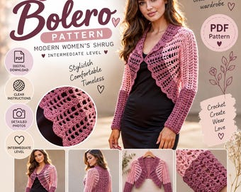 Crochet Bolero Pattern: Modern Women's Shrug - Intermediate PDF