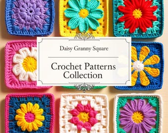 Daisy Granny Square Crochet Patterns Collection (PDF Download)