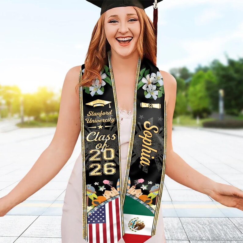 Class of 2026 Country Flag Graduation Stole, Personalized National ...