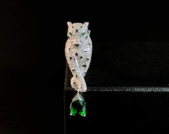 Silver Panther Brooch, a sophisticated and luxurious diamond-encrusted brooch accessory