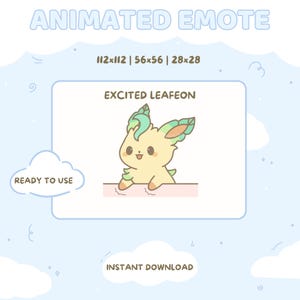 Animated Excited Leafeon Emote | Cute Tap Emote for Twitch | YouTube | Discord