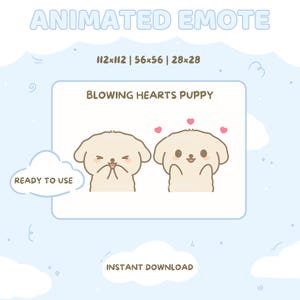 Animated Blowing Hearts Puppy Emote | Cute Dog Emote for Twitch | YouTube | Discord