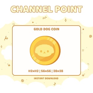 Gold Dog Coin Twitch Channel Points Icon | Cute Graphics for Streamers
